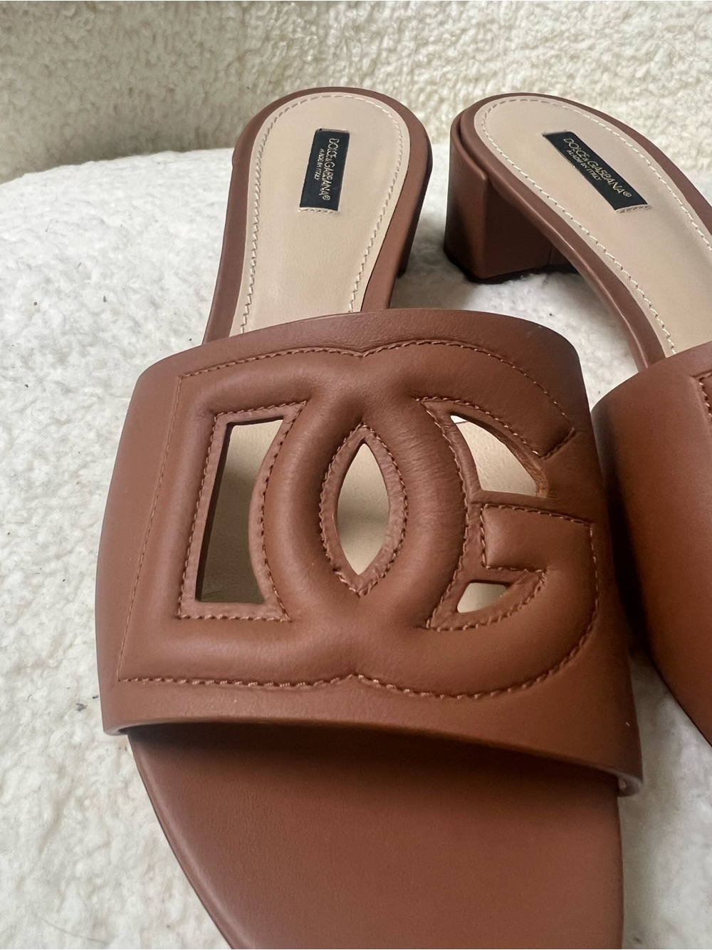 Dolce & Gabbana Brown Leather Slide Sandals - Picture 11 of 15